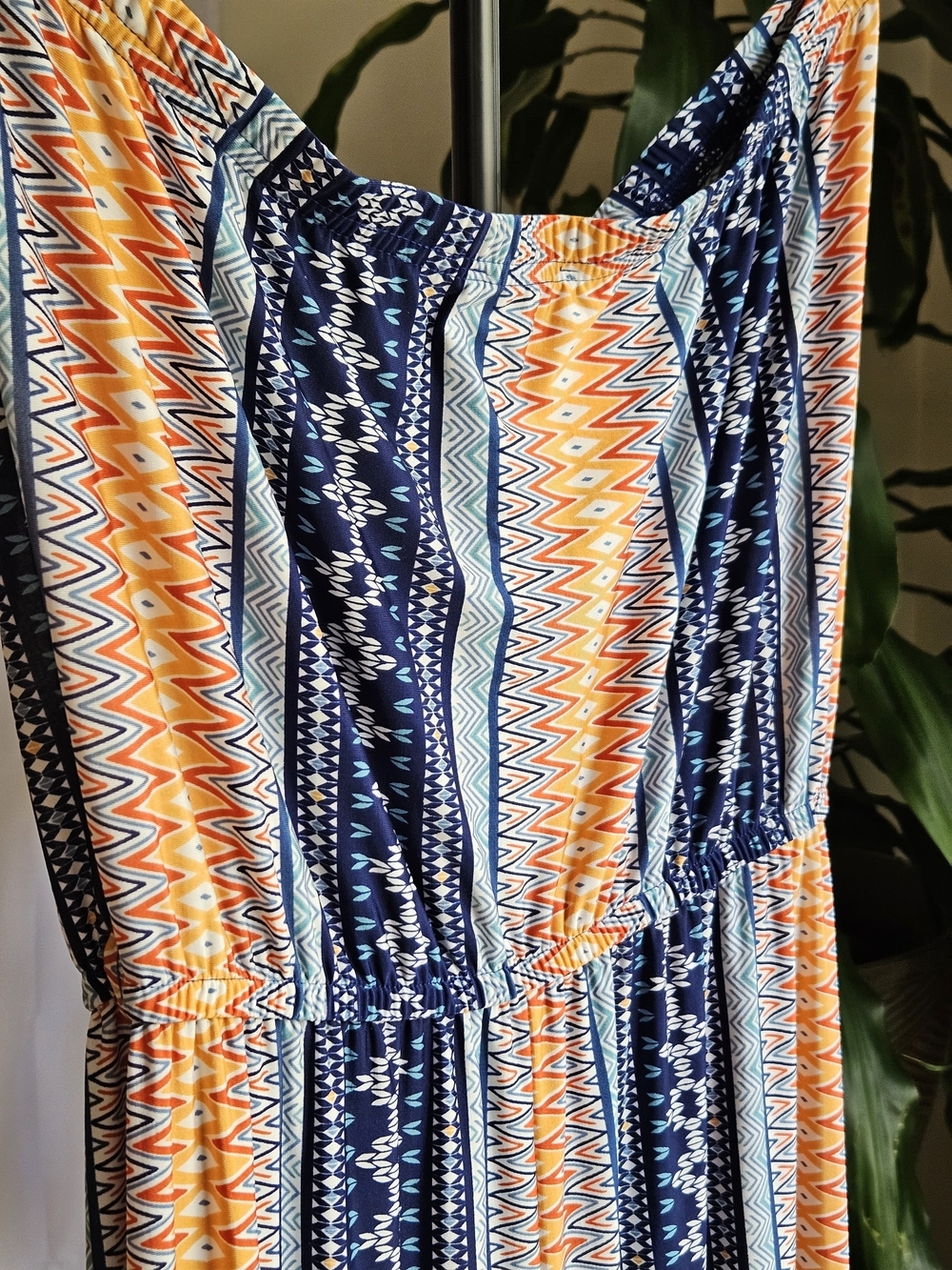 ANEL Woman’s Fashion Geometric Tribal Print Strapless Maxi Dress - Size L - Picture 10 of 15